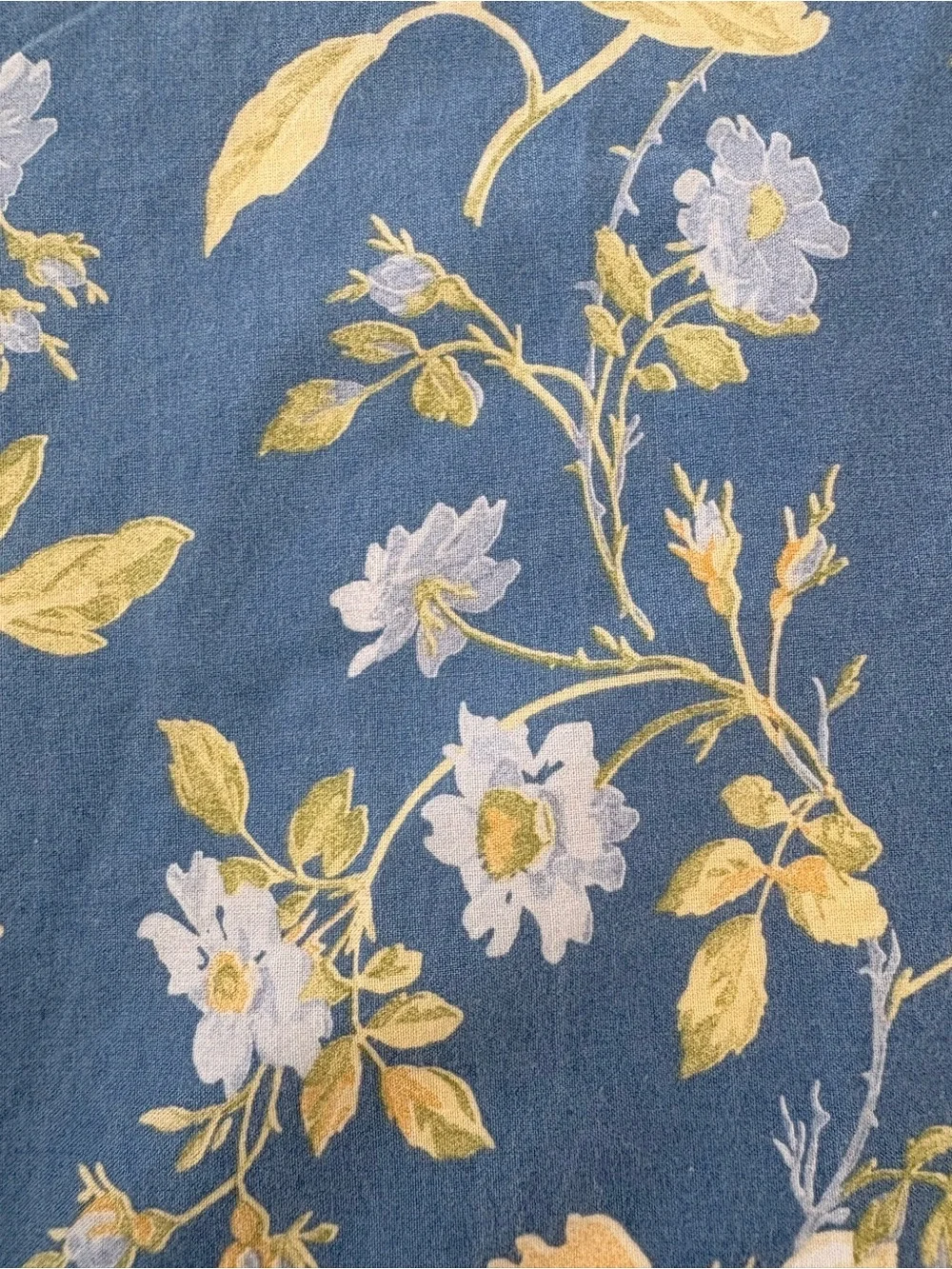 Vintage Laura Ashley Blue and Cream Floral Drapes- Set of 4